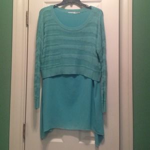 Aqua Blu Pepper sweater/silk tunic.