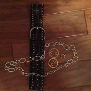 Belt, ring, earrings and necklace