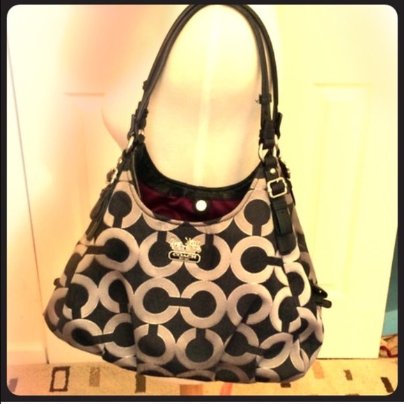 Black and silver Maddison coach bag with wallet