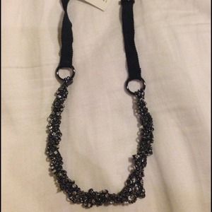 Tahari necklace - black bead/ribbon