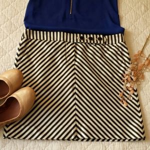 J. Crew Black & White Striped Mini Skirt