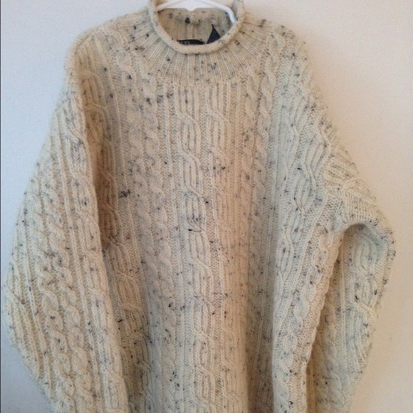 Jeanne Pierre Ivory Cable Knit Wool Sweater