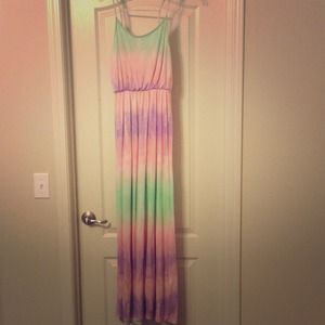 Pastel Colored Tie Dye Maxi Dress