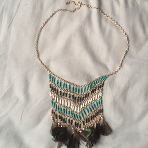 Beaded feather necklace