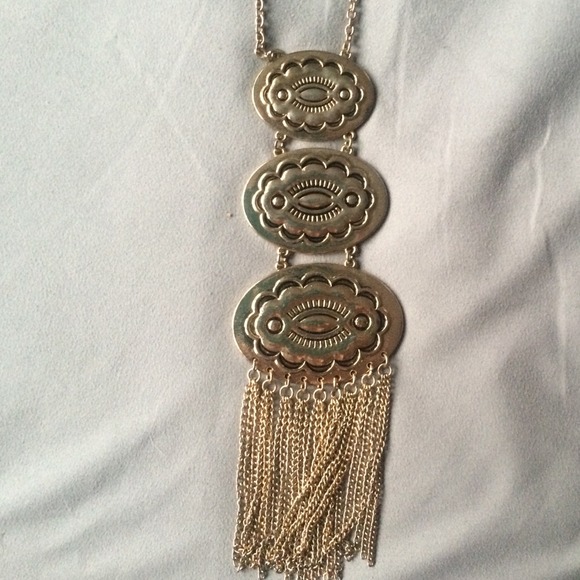 Long gold necklace