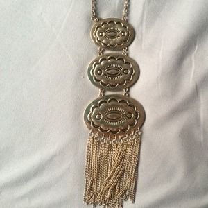 Long gold necklace