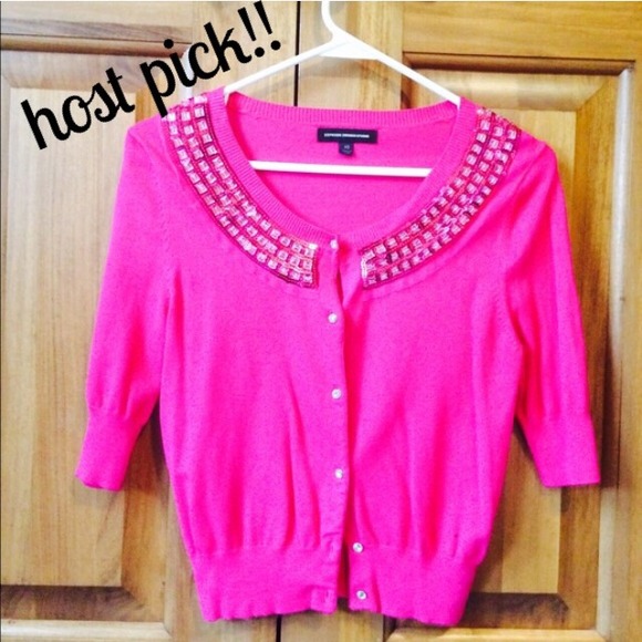 Pink cardigan & brandy tank
