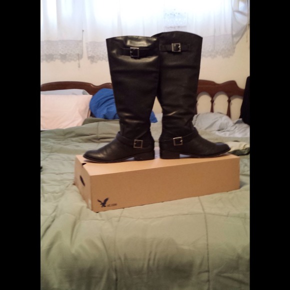 American Eagle Black boots with buckle detail