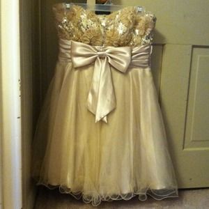 Gold homecoming dress.