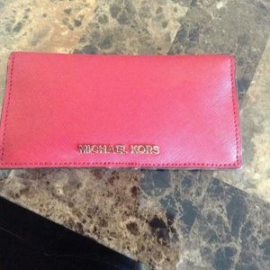 Michael Kors red jet set slim wallet