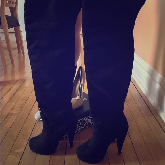 Black Thigh High Boots