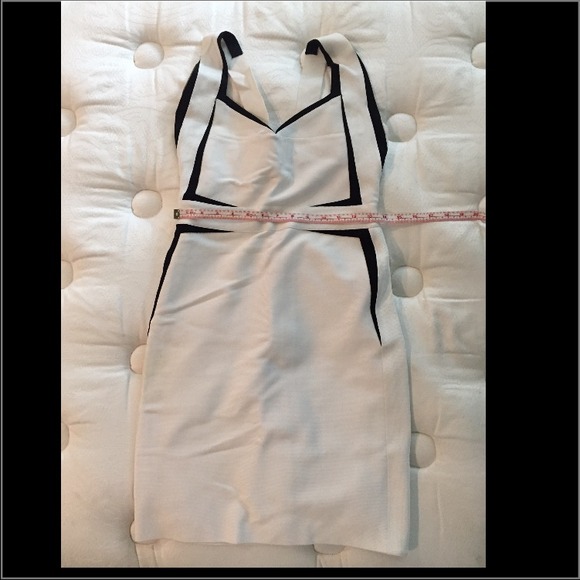 Herve Lager white and black bandage Estelle dress