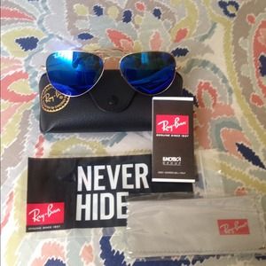 Blue and Gold mirrored Authentic Ray Ban