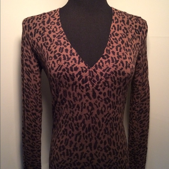Express Leopard print v-neck sweater