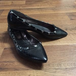 Black, studded flats