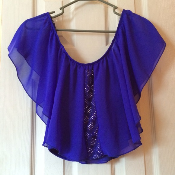 Royal sheer, flowy crop top
