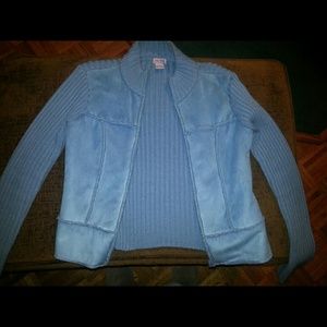 light powder blue sweater jacket by LipStick