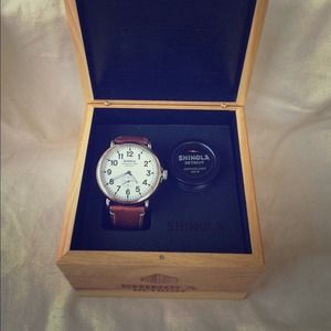 Shinola 'The Runwell' Leather Strap Watch 47mm