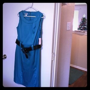 Peacock blue dress. Great for work or going out.