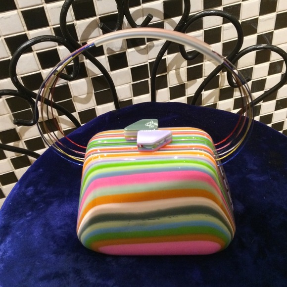 Resine Multi Colored Clutch Pastel Colors