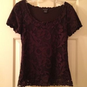 NATORI ous Brown Lacy Top