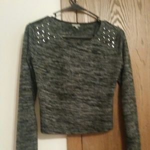 Grey studded belly shirt