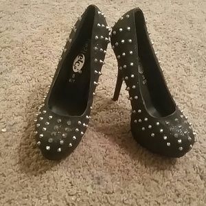 Studded black high heels