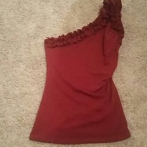 Cute red one shoulder shirt