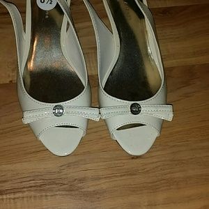 Cute Cream sandles with slight heal !