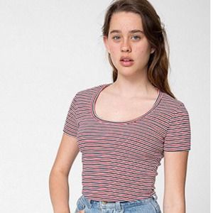 AA striped baby rib crop top