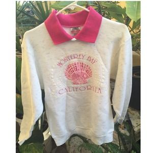 Vintage Monterey Bay Sweater with collar/ Pullover