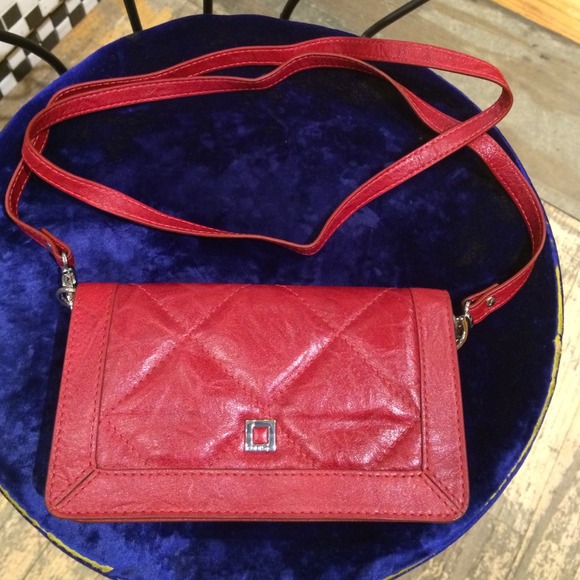 Quilted Red Leather Wallet/Crossbody