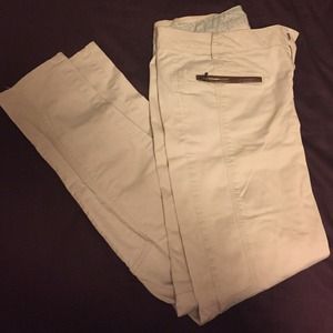 Zara Skinny Khaki Pants with leather detail