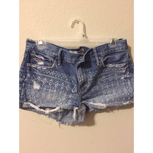 Hollister High-waist aztec denim destroyed shorts
