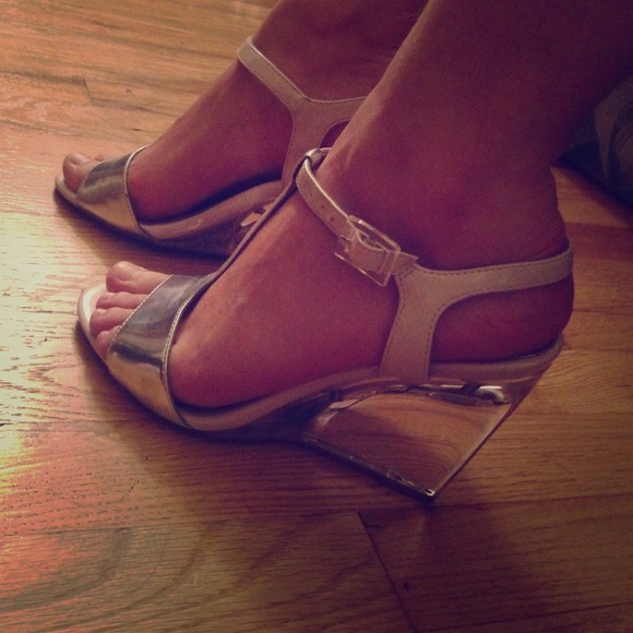 Calvin Klein clear platform pink silvermatte heels