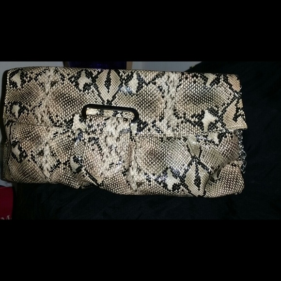 Like- New Faux Snakeskin Clutch