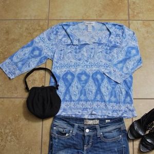 Blue patterned blouse