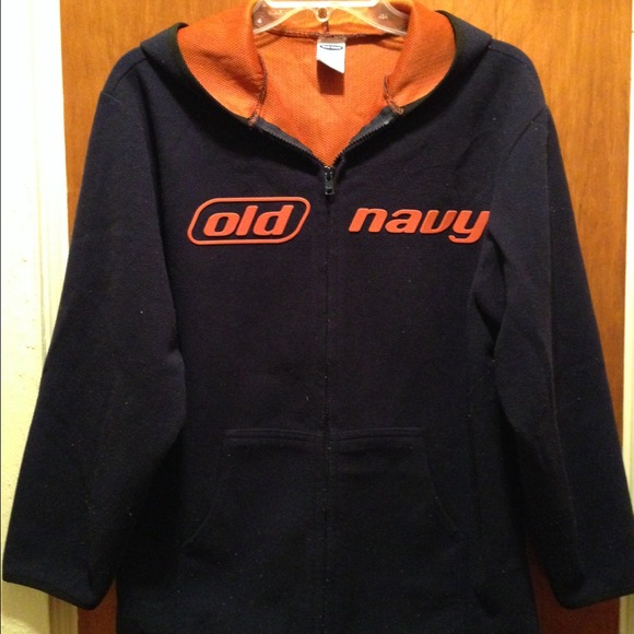 Old navy hoodie jacket navy with orange