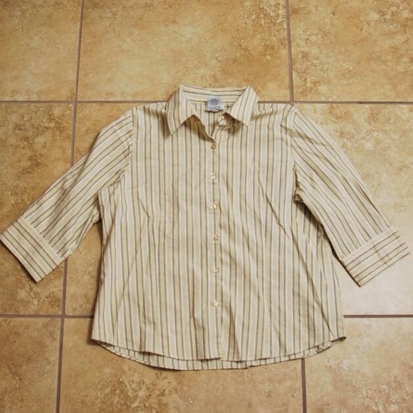 Beige Pinstriped Button-down