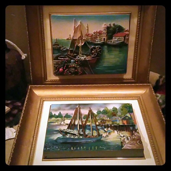 Ships Ahoy.....beautiful pair of paintings...