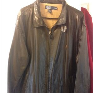 Men's leather polo jacket
