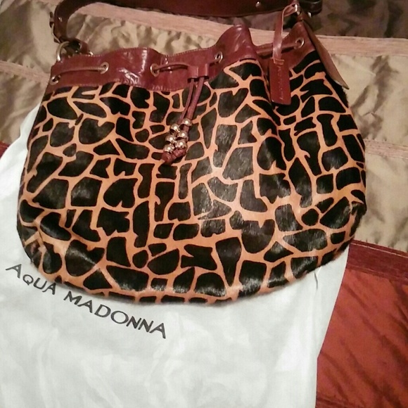 Reduced! Aqua Madonna giraffe calf hair purse
