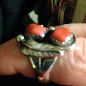 Sterling silver coral ring. Size 7