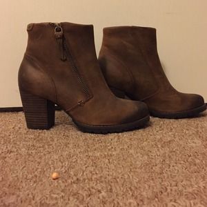 Brown Oily Leather Booties