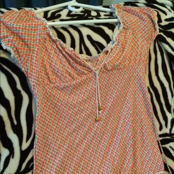 Rose Pattern Shirt with Drawstring - Picture 2 of 3