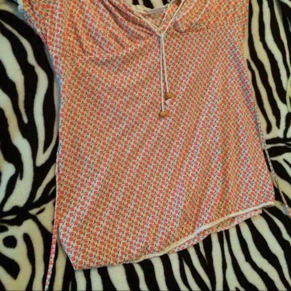 Rose Pattern Shirt with Drawstring - Picture 3 of 3