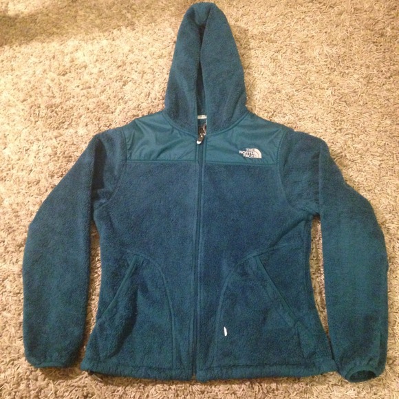 North Face Teal Fuzzy Hooded Fleece