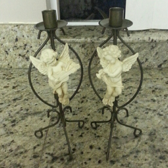 Two Angel Candle Holders