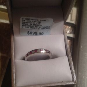 3/8 Cttw. Round Cut Diamond & Ruby Ring size 7