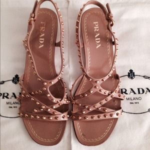 **AUTHENTIC** Prada patent studded wedges